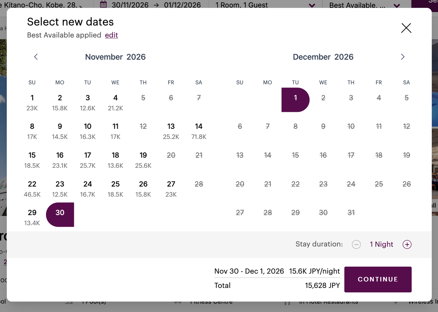 Ana crowne plaza kobe ihg availability