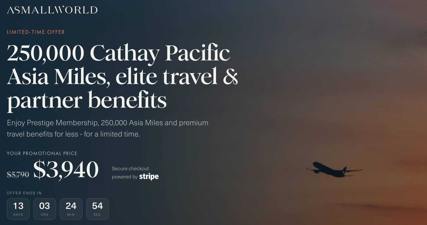 Asmallworld cathay pacific miles package october 2026