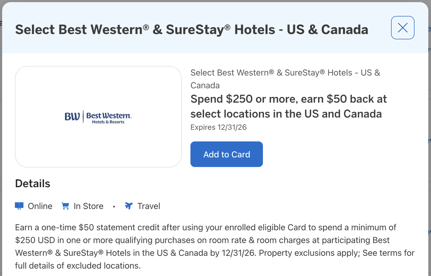 Amex us best western offer 2026